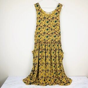 Anegada's Collection Boho Lagenlook Mustard Yellow 100% Rayon Midi Dress S